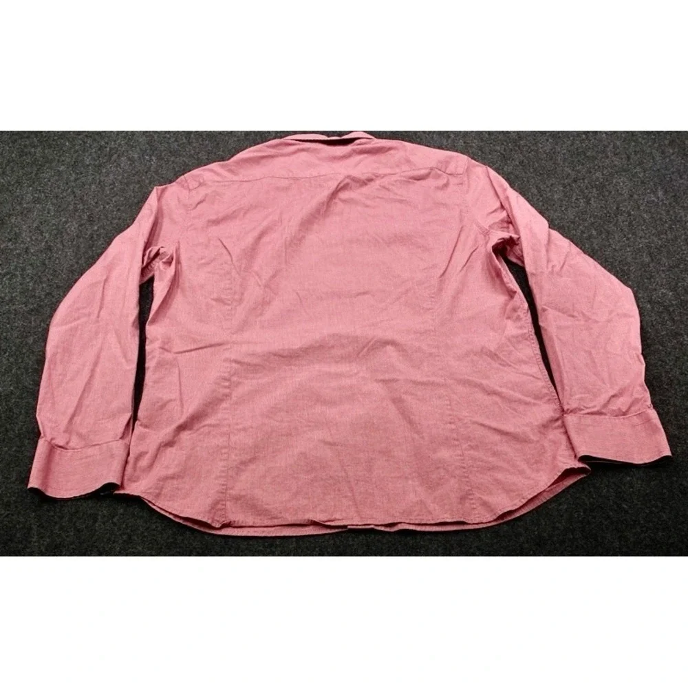 Banana Republic Western Shirt Mens Large Red Slim Fit Micro Check Snap Button